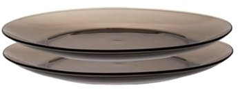 Supercap Lot de 2 assiettes en verre trempé transparent de 23,5 cm, assiettes de service décoratives pour salade, dessert, cuisine, table à manger, gris
