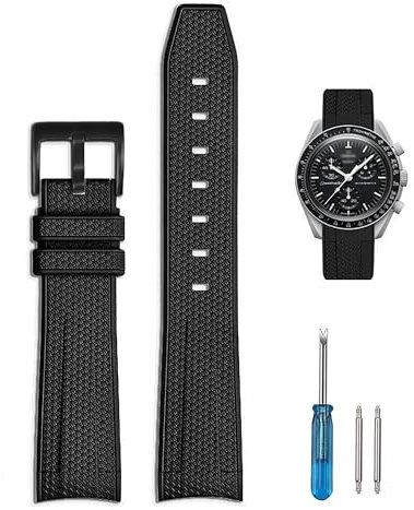 Ylfcly Uhrenarmbandfür 20mm Omega x Swatch MoonSwatch Rolex Watch Silikon Männer mit Edelstahl Faltschließe Ersatz Armband Original Armband Omega x Swatch MoonSwatch Speedmaster