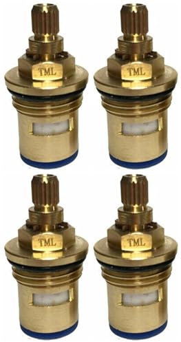 4 Stück Badewannenarmatur-Kartuschenventil, 20 Zähne, für Warm/Kalt, Mischbatterie, Messing,1/2 Keramik Messing Scheibe 20 Zähne Ersatz Ventile Oberteil Armaturen