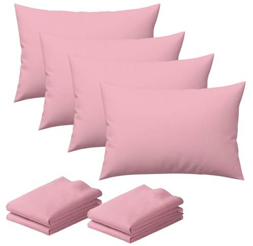 CHCOMFORT Pillow Cases 4 Pack – Standard Size 50 x 75 cm – Ultra Soft Brushed Microfiber Pillow Covers with Envelope Closure – Hypoallergenic, Wrinkle, Fade & Stain Resistant Pink Standard(4)