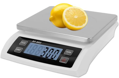 Küchenwaage Digitale Ultra Große 30kg/1g Zählen Schälen Nullstellen 3 in 1 Grammwaage Küche Hochpräzise Bäckereiwaage Digitalwaage Briefwaage Haushaltswaage Wasserdicht mit LCD-Anzeige (White)