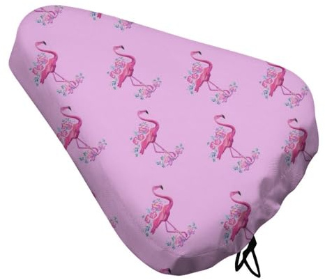 Treer Fahrradsattel Abdeckung Wasserdicht, Flamingo-Print Fahrrad Satteldecke Regenschutz Sattelabdeckung Sattelbezug Passend Sattelüberzug für Meisten Fahrräder (Rosa Flamingo,4 Stück)