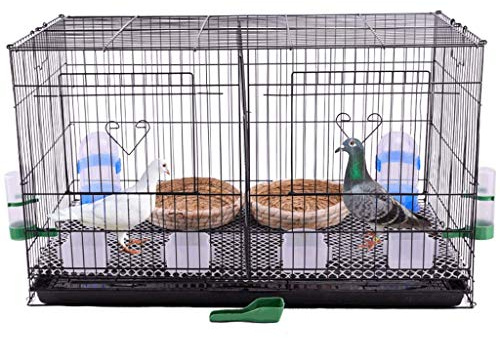 Großer Vogelkäfig für 2 Vögel mit Trennwand - Schwarzer Eisenkäfig