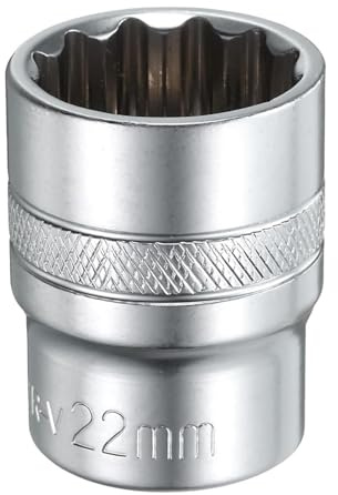 Youzzei 22mm 1/2 Inch Square Drive Socket 12 Point 22mm Metric Socket CR-V | Chrome Vanadium Steel 22mm Socket, 12 Point Design 1/2 Square Drive, For Auto Repair Mechanical Maintenance DIY, Durable