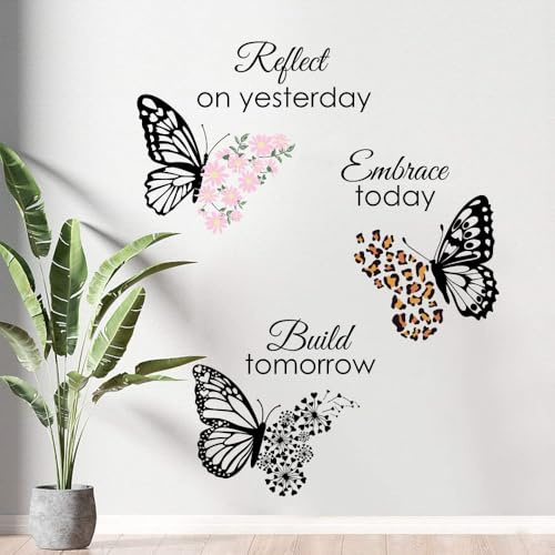 Flaxarne Pegatinas Pared Decorativas Frases Inspiradoras Letras,Vinilo Pared Mariposas Pared para Decoración Dormitorio,Salón
