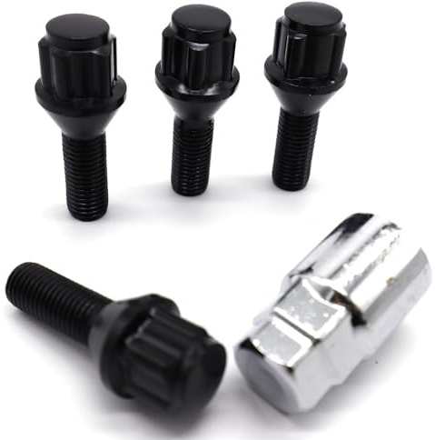 DCXXAN Goujons de Roue pour BMW Série 7 (E23, E32, E38), boulons antivol de Jante en Alliage, écrous et Goujons Noirs M12x1,5 (17 mm)