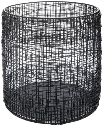 Casablanca Windlicht Welding - Metall - Schwarz Matt - Konisch - Höhe 21cm x Ø 19cm - mit Glaseinsatz