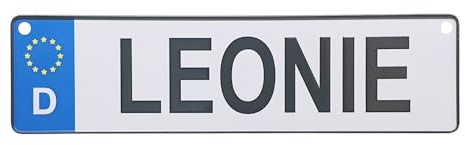 Albatros GmbH Autokennzeichen, Alu Namensschild Leonie, Personalisiertes Nummernschild für Auto, LKW, Kinderzimmer, Bobbycar, Kettcar oder zur Geburt von Leonie