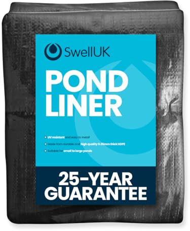 Swell UK 3m x 5m Pond Liner | 25 Year Guarantee | HDPE | UV Resistant | Garden Fish Ponds