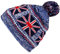 NO1Gifts Union Jack Flag Knitted Pom Pom Beanie Ski Hat Blue-RED