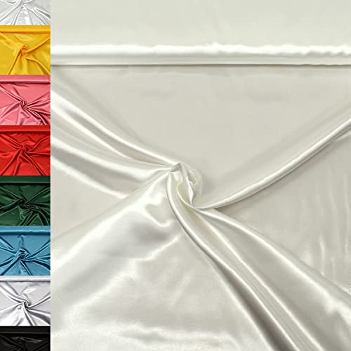 MAGAM-Stoffe 1m Estelle Satin Stoff uni ideal für Kleidung und Deko Meterware (02. Natur)