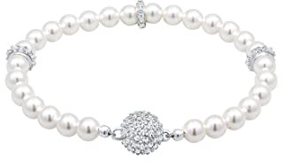 Elli PREMIUM Armband Damen Kugel Magnet Synthetische Perlen in 925 Sterling Silber