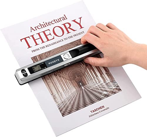 【Mini Scanner de Documents A4】 MUNBYN Scanner Portable SD 16GB / USB de Poche / 900 DPI Resolution sans Fil/Sélection de Format JPG/PDF LCD - Argent