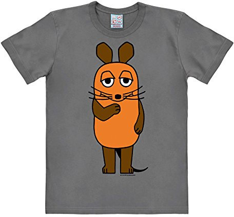 Logoshirt® TV I Die Sendung mit der Maus I Maus I T-Shirt Print I Damen & Herren I kurzärmlig I grau I Lizenziertes Originaldesign I Größe 4XL