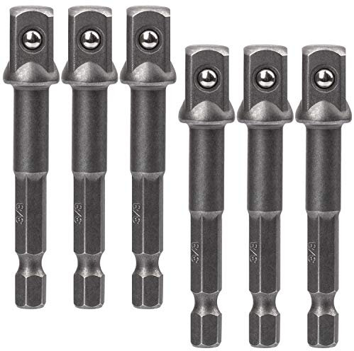 OIIKI Lot de 6 adaptateurs à douille carrée de 10 mm pour visseuse à percussion - Tige hexagonale 1/4
