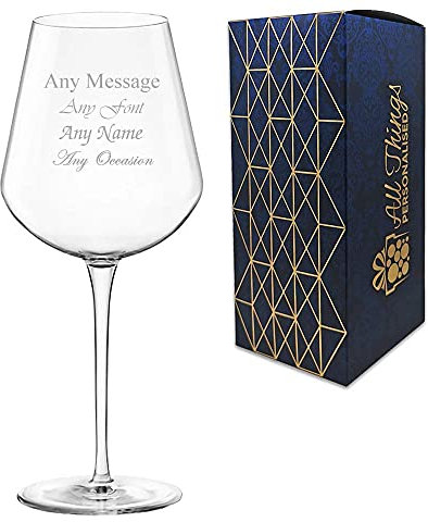 Personalised Engraved Extra Large 640ml Inalto Uno Wine Glass, Gift Boxed, Perfect for Any Wine Lover