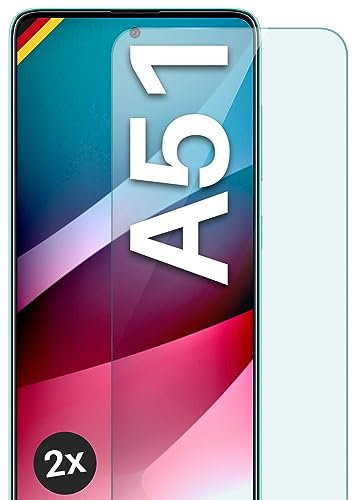moex Verre trempé Compatible avec Samsung Galaxy A51 - Film de Protection en Verre, Film Protecteur d'écran incassable, Film de Verre Pare-balles Transparent, Lot de 2