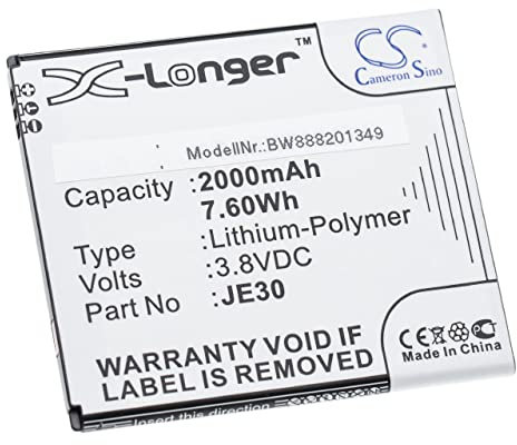 vhbw Akku kompatibel mit Motorola Moto E5 Play Go Edition Dual SIM TD-LTE Handy Smartphone Telefon (2000mAh, 3,8V, Li-Polymer)