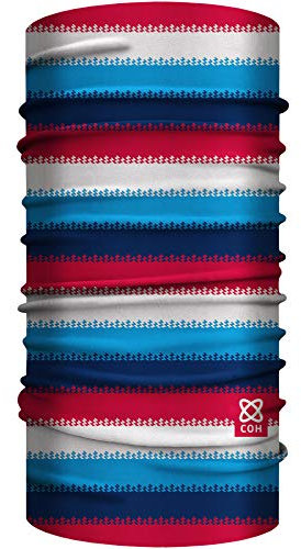 Club of Heroes Ringel Bandana 25 x 50 cm, nahtloses Multifunktionstuch aus weicher Mikrofaser/atmungsaktiv Schlauchschal Halstuch Mundschutz Schal Tuch/geringelt Farbstreifen gestreift (Rot-Blau)
