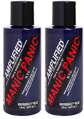Manic Panic Rockabilly Blue Amplified Creme, Vegan, Cruelty Free, Semi Permanent Hair Dye 2 x 118ml