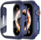 Diruite 2-Stück Hülle für Apple Watch Series 6/5/4/SE 40mm Hartglas Schutzhülle Hard PC Ultradünne Glas Schutz Case Rundum Displayschutz Blau,40mm