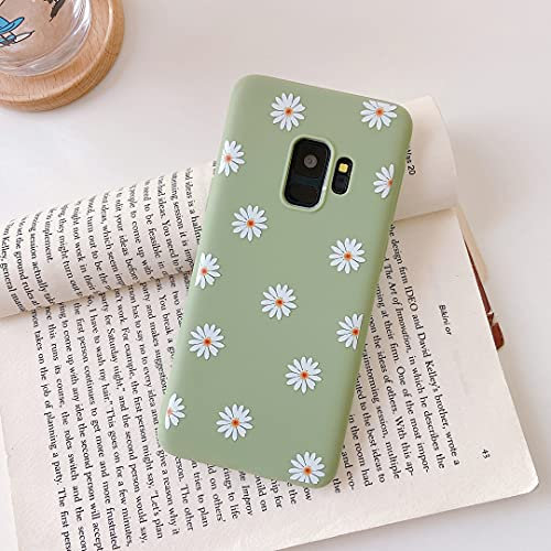 ZTOFERA Hülle für Samsung S9, Gänseblümchen Blume Design Schlank Hülle, Weich Flexibel Anti-Kratzer Bumper Schutzhülle für Samsung Galaxy S9 - Grün