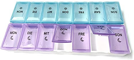 Tablettenbox Pillendose Medikamentenbox 7 Tage Morgens Abends 14 Fächer (1 Box)