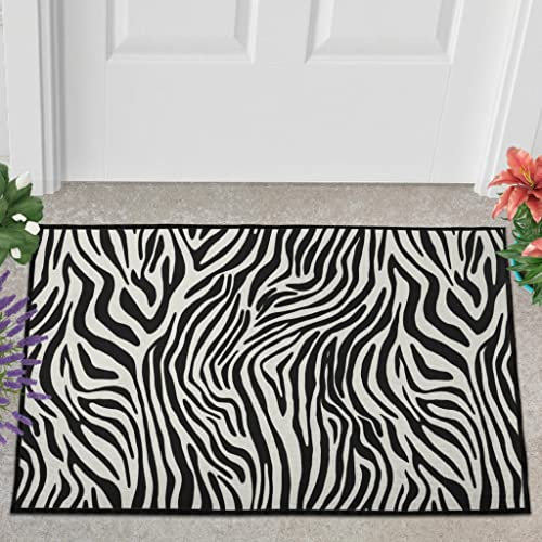 Veryday Zebra Fußmatte Türmatte Eingangsmatte Fußabtreter Fußabstreifer Türvorleger Schmutzmatte Sauberlaufmatte Haustürmatte für Küche White 50x80cm