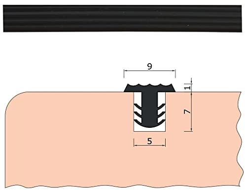 TIBU Trittstopp Treppenstufen, Anti-Rutsch-Profil Gleitschutz und Rutschgummi in verschiedenen Farben Mini (9mm breit x 1mm stark) Schwarz (MINI) | Trittstopp Variante Mini Maße 9mm breit x 1mm stark in Farbe Schwarz