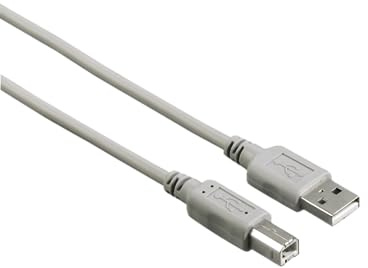 Hama USB A Kabel - USB B (Korb, USB-A 2.0, USB-B, 480Mbit/s, 0,5A, für PC, Notebook, 5m) grau