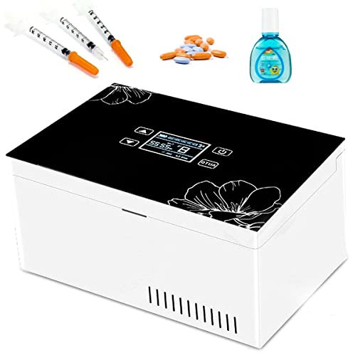 RCBDBSM Nevera Portátil de Insulina, 2-8℃ Gran Capacidad y Pantalla LCD Refrigerador Pequeño para Medicamentos, para Insulina y Otros Medicamentos, Oficina Mini Nevera con Batería,2xBattery