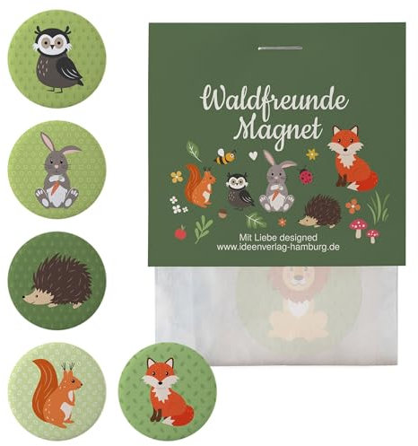 10x Waldtiere Deko-Magnete / 38mm matt/Magnete als Mitgebsel zum Kindergeburtstag - Glücksbringer Kinder Geburtstag - Mitgebsel & Mitbringsel als kleine Geschenke