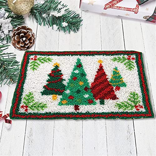 VIONNPPT DIY 3D Weihnachten Santa Claus Latch Haken Kits Unfinished Stickerei Teppiche, Knüpfset Zum Selber mit Vordruck, Christmas Geschenk Knüpfteppich (Weihnachtsbaum)