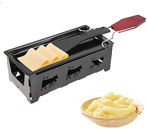 FantasyDay Mini Raclette Set,Portable Foldable Non Stick Rotaster Baking Tray Stove Set,Suitable for Cheese, Meat, Fish, and Vegetables(not included candles)