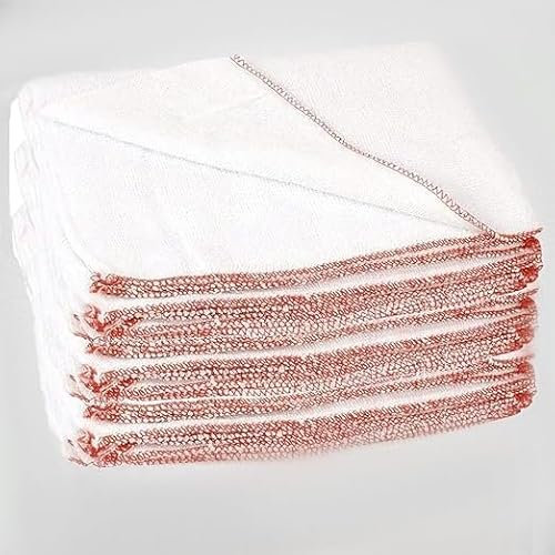 100% Soft Cotton Extra Large Double Layered Super Jumbo Cleaning Dish washing up Cloths 40x50cm Premium Quality Pack of 10 to 100 (10, White)