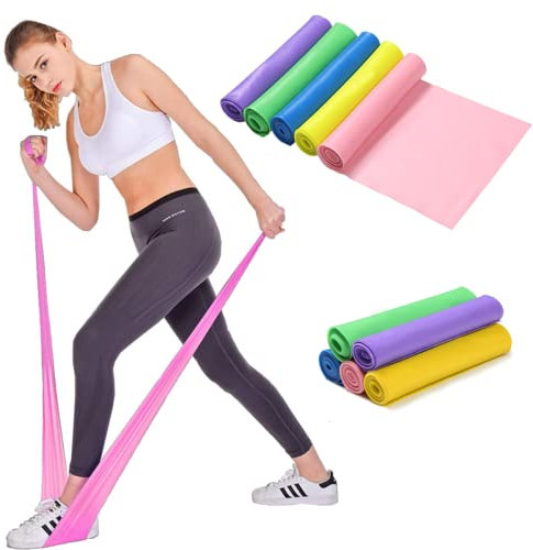 5er-Set Fitnessbänder Gummiband Yoga Band Training 100% Latex Widerstandsbänder, Gymnastikband für Muskelaufbau, Yoga, Pilates, Zuhause Homeworkout, Studio, Outdoor