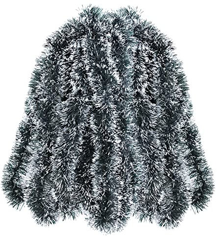 Lametta Girlande Weihnachtsgirlande, 10 m Glänzende Weihnachtsbaum Girlande Flauschigen Weihnachtsdeko, Treppengirlande Weihnachten für Weihnachten Party Indoor und Outdoor Dekoration (Dunkelgrün)