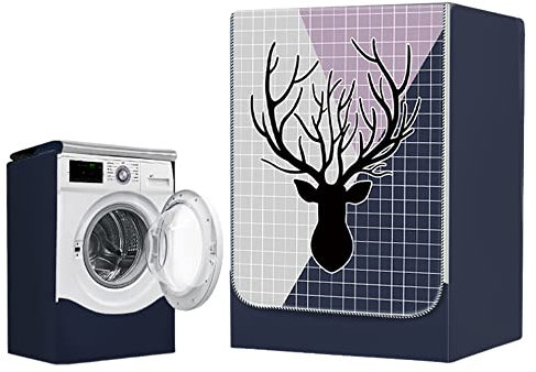 Highdi Washing Machine Cover Waterproof- Washing Machine Covers Indoor with Zipper Sunscreen & Dustproof Washer Protection for Front Load Outdoor Washer and Dryers (M capacity ~ 10KG,Lattice)