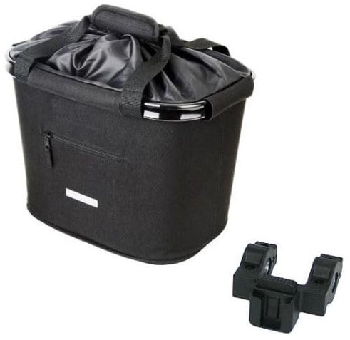 Lenkerkorb Fahrradkorb Fahrrad Korb vorne - abnehmbar - faltbar - Blue Bird Schwarz - mit Quick-Clip Halterung - ca. 20 Liter Volumen- für eBike geeignet