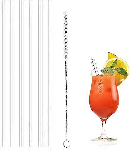 6 PCS Reusable Plastic Straws, 31cm/12.2 Reusable Drinking Straws with 1 Cleaning Brush for 40oz Stanley Cup, Boba Smoothie Replacement Straws Washable Eco-Friendly BPA-Free