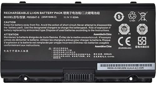 PB50BAT-6 Laptop-Akku Kompatibel mit Clevo PB51RF-G NH57AF1 PB70EF-G PB71EF-G Powerspec 1520 1720 Sager NP8356 NP8371 NP8377 NP8451 NP8454 Schenker XMG Pro 15 15-M19 17-E20 17-M19 Series (11.4V 62Wh)