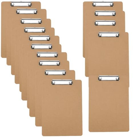 ZEONHEI 15 Stück Klemmbrett Holz A6, Hartfaserplatte Holz Klemmbretter, mit Aufhängeloch und Niedrigem Profil, Memo-Datei Klemmbrett für Büro, Restaurant, Bürobedarf, Braune