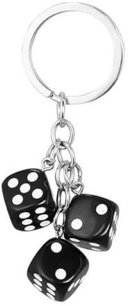 Schlüsselanhänger, Taschenschmuck, Spielwürfel, schwarz, Casino, Stahl und Acryl., Schwarz , 6 x 3 cm