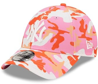 New Era New York Yankees - MLB Baseball - Hut Cap Kappe - - Camouflage Print - 9Forty Strapback - pink orange weiß - One-Size