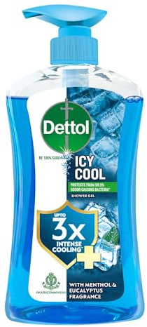 Dettol Icy Cool Body Wash, Shower Gel with Salicylic Acid, Menthol Fresh, 500ml Pump Dispenser