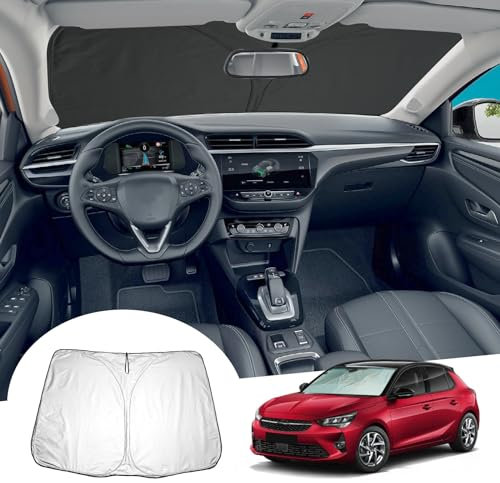 GAFAT Compatible con Opel Corsa F Corsa-e 2020-2024 2025 Parasol para Parabrisas Interior, Corsa F Facelift 2023 Parasol Parabrisas Lunas Delanteras, Enfriamiento, Protección UV, Corsa F Accesorios