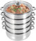 CUMELLIIR Dampfgarer Topf 5 Etagen, Mantowarka Induktion Dampfgarer 30cm, Dampfgarer Edelstahl Gemüsedämpfer mit 1 Pfanne und 4 Dämpfern, Induktion Kochtopf Dampfgarer Dampf Topf für Kochen