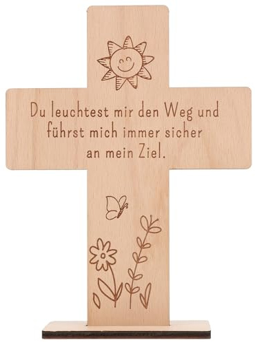 Spruchreif | Holzkreuz mit Gravur | Holzaufsteller Kreuz | Geschenke aus Holz | Christliche Geschenk | Geschenk Konfirmation | Kommunion | Taufe | Firmung