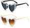 NCOALE Herz Sonnenbrille für Damen, 2 Stück Perle Herzbrille Retro Herzbrillen Party Herzsonnenbrille Braut Herz Brille für Urlaub Karneval Hochzeit Accessoires, Anti-UV400