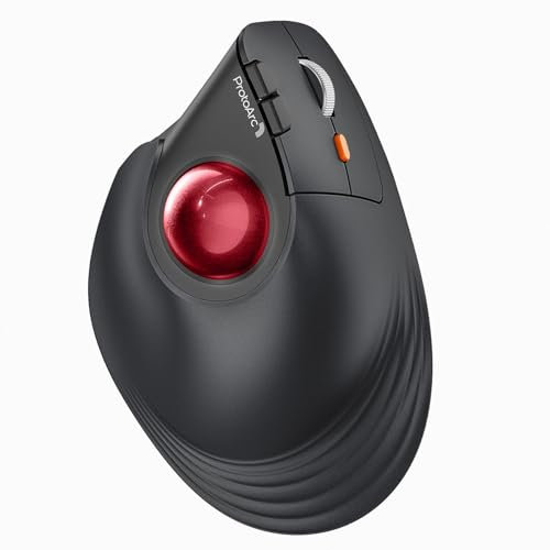 ProtoArc Mouse Verticale Bluetooth Trackball EM05 NL, Ergonomico Wireless Ricaricabile (Bluetooth+2.4G), Controllo Pollice, Compatibile Con iPad, Mac, Windows, PC - Rosa